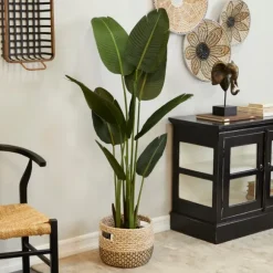 Kirkland's Home Trees & Topiaries-Banana Tree In Ribbed Rock Planter