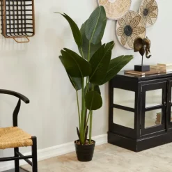 Kirkland's Home Trees & Topiaries-Banana Tree In Ribbed Rock Planter