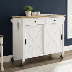 Kirkland's Home Kitchen Islands & Bar Carts-Barn Door Kitchen Cart