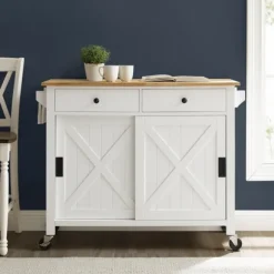 Kirkland's Home Kitchen Islands & Bar Carts-Barn Door Kitchen Cart