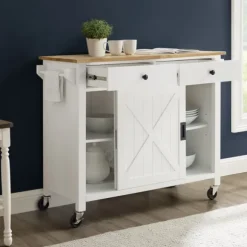 Kirkland's Home Kitchen Islands & Bar Carts-Barn Door Kitchen Cart