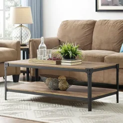 Kirkland's Home Coffee Tables-Barnwood Angle Iron Coffee Table