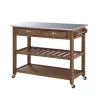 Kirkland's Home Kitchen Islands & Bar Carts-Barnwood Sonoma Stainless Steel Top Kitchen Cart