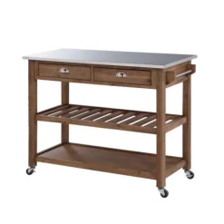 Kirkland's Home Kitchen Islands & Bar Carts-Barnwood Sonoma Stainless Steel Top Kitchen Cart
