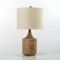 Kirkland's Home Table Lamps-Barrett Ribbed Wood Table Lamp