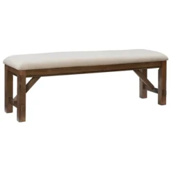 Kirkland's Home Benches & Ottomans-Basketweave Upholstered Wood Bench