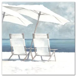 Kirkland's Home Canvas Art-Beach Chairs And Umbrella Coastal Canvas Art Print