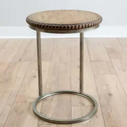 Kirkland's Home Accent & End Tables-Beaded Round Wood C-Table