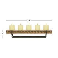 Kirkland's Home Candle Holders-Beaded Wood And Metal Base Candle Holder