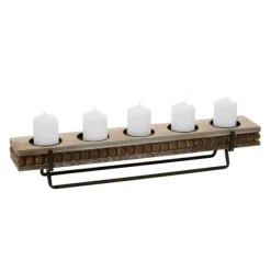 Kirkland's Home Candle Holders-Beaded Wood And Metal Base Candle Holder
