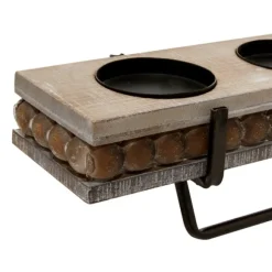 Kirkland's Home Candle Holders-Beaded Wood And Metal Base Candle Holder