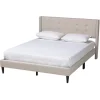 Kirkland's Home Beds & Headboards-Beige Button Tufted Headboard Full Platform Bed