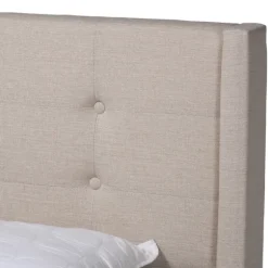 Kirkland's Home Beds & Headboards-Beige Button Tufted Headboard Full Platform Bed