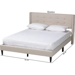 Kirkland's Home Beds & Headboards-Beige Button Tufted Headboard Full Platform Bed