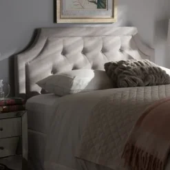 Kirkland's Home Beds & Headboards-Beige Button Tufted Scalloped Queen Headboard
