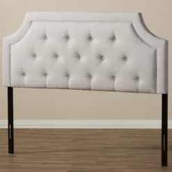 Kirkland's Home Beds & Headboards-Beige Button Tufted Scalloped Queen Headboard