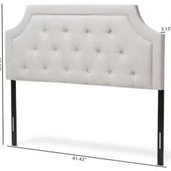 Kirkland's Home Beds & Headboards-Beige Button Tufted Scalloped Queen Headboard