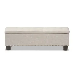 Kirkland's Home Benches & Ottomans-Beige Button-Tufted Upholstered Storage Bench