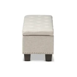 Kirkland's Home Benches & Ottomans-Beige Button-Tufted Upholstered Storage Bench