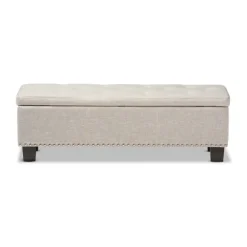 Kirkland's Home Benches & Ottomans-Beige Button-Tufted Upholstered Storage Bench
