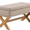Kirkland's Home Benches & Ottomans-Beige Crossed Storage Ottoman
