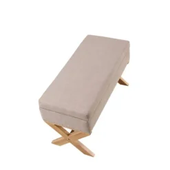 Kirkland's Home Benches & Ottomans-Beige Crossed Storage Ottoman