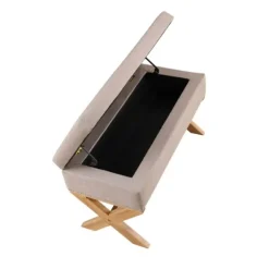 Kirkland's Home Benches & Ottomans-Beige Crossed Storage Ottoman