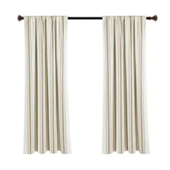 Kirkland's Home Curtains & Drapes-Beige Farmhouse Stripe Curtain Panels, Set Of 2