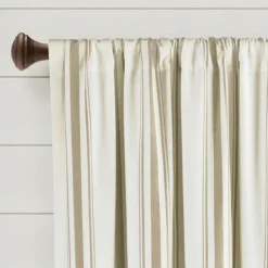 Kirkland's Home Curtains & Drapes-Beige Farmhouse Stripe Curtain Panels, Set Of 2