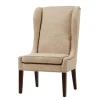 Kirkland's Home Dining Chairs-Beige High Wingback Nailhead Trim Dining Chair
