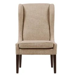 Kirkland's Home Dining Chairs-Beige High Wingback Nailhead Trim Dining Chair