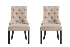 Kirkland's Home Dining Chairs-Beige Hourglass Tufted Dining Chairs, Set Of 2