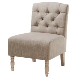 Kirkland's Home Accent Chairs-Beige Luna Tufted Armless Accent Chair