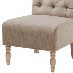 Kirkland's Home Accent Chairs-Beige Luna Tufted Armless Accent Chair
