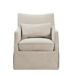 Kirkland's Home Accent Chairs-Beige Martha Stewart Skirted Swivel Accent Chair