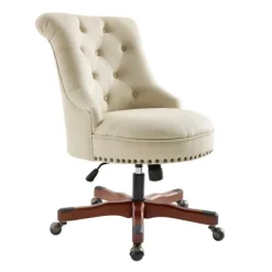 Kirkland's Home Office Furniture-Beige Miller Tufted Office Chair