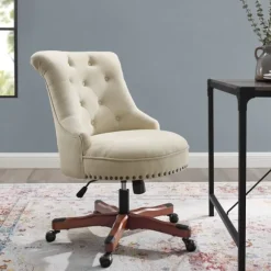 Kirkland's Home Office Furniture-Beige Miller Tufted Office Chair