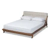 Kirkland's Home Beds & Headboards-Beige Tufted And Natural Walnut Full Platform Bed