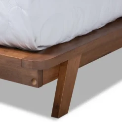 Kirkland's Home Beds & Headboards-Beige Tufted And Natural Walnut Full Platform Bed