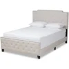 Kirkland's Home Beds & Headboards-Beige Upholstered Button Tufted King Panel Bed