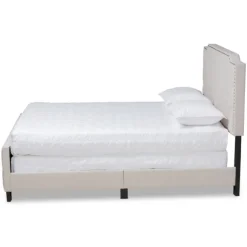 Kirkland's Home Beds & Headboards-Beige Upholstered Button Tufted King Panel Bed