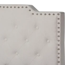 Kirkland's Home Beds & Headboards-Beige Upholstered Button Tufted King Panel Bed