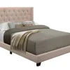 Kirkland's Home Beds & Headboards-Beige Upholstered Button Tufted Wing Queen Bed