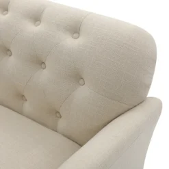 Kirkland's Home Sofas & Loveseats-Beige Upholstered Button Tufted Loveseat