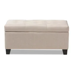 Kirkland's Home Benches & Ottomans-Beige Upholstered Storage Ottoman