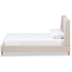 Kirkland's Home Beds & Headboards-Beige Upholstered Wingback Queen Platform Bed