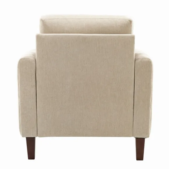 Kirkland's Home Accent Chairs-Beige Velvet Channel Stitch Accent Chair