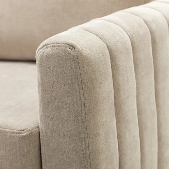 Kirkland's Home Accent Chairs-Beige Velvet Channel Stitch Accent Chair