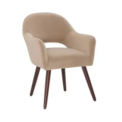 Kirkland's Home Dining Chairs-Beige Velvet Curved Open Back Dining Chair