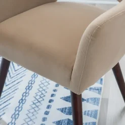 Kirkland's Home Dining Chairs-Beige Velvet Curved Open Back Dining Chair